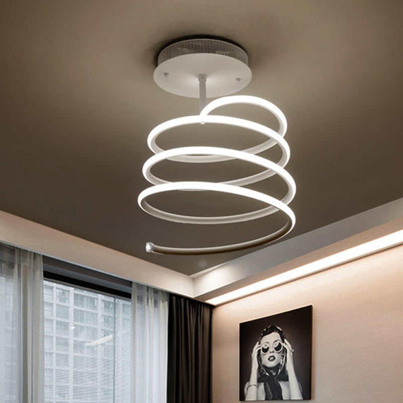 LED Acrylic Spiral Semi Flush Ceiling Light in Warm/White