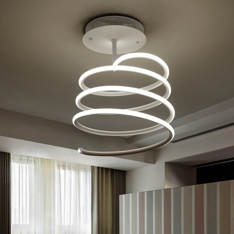 LED Acrylic Spiral Semi Flush Ceiling Light in Warm/White