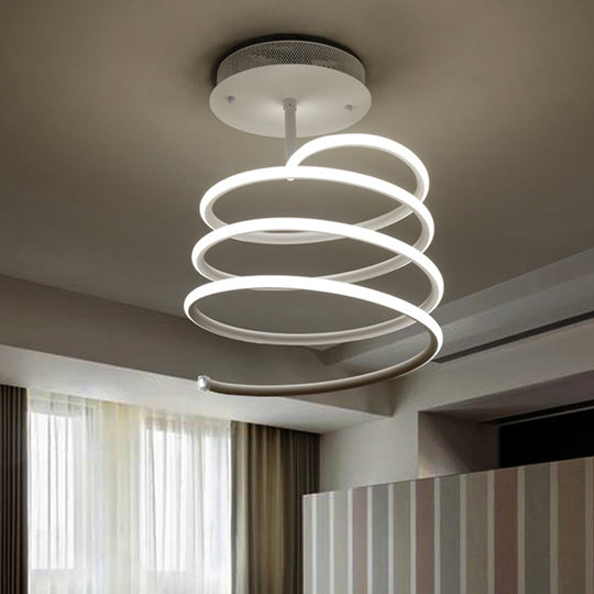 Led Acrylic Spiral Semi Flush Ceiling Light In Warm/White