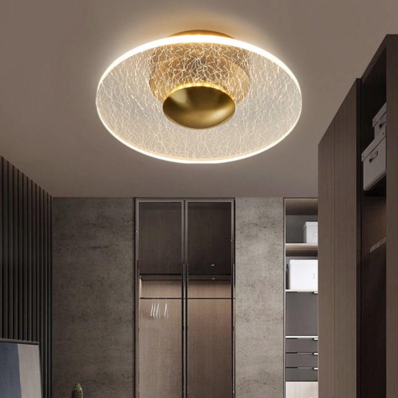 Postmodern Clear Acrylic Disc Semi Flush Mount Lamp LED Ceiling Light for Corridor