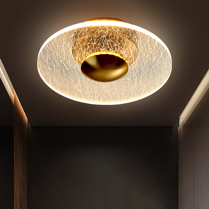 Postmodern Clear Acrylic Disc Semi Flush Mount Lamp Led Ceiling Light For Corridor