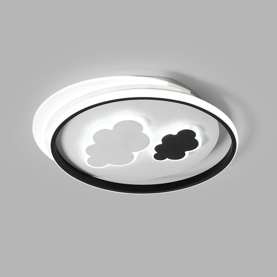 Contemporary Cloud-Shaped Flush Mount Ceiling Light for Kids Room in Black-White