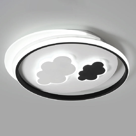 Contemporary Cloud-Shaped Flush Mount Ceiling Light for Kids Room in Black-White