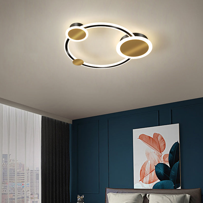 Sleek Acrylic Flushmount Light Simplicity Led Gold Finish For Bedroom Ceiling