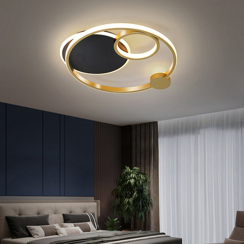 Postmodern Multi-Ring Metal LED Flush Mount Ceiling Lamp for Bedroom