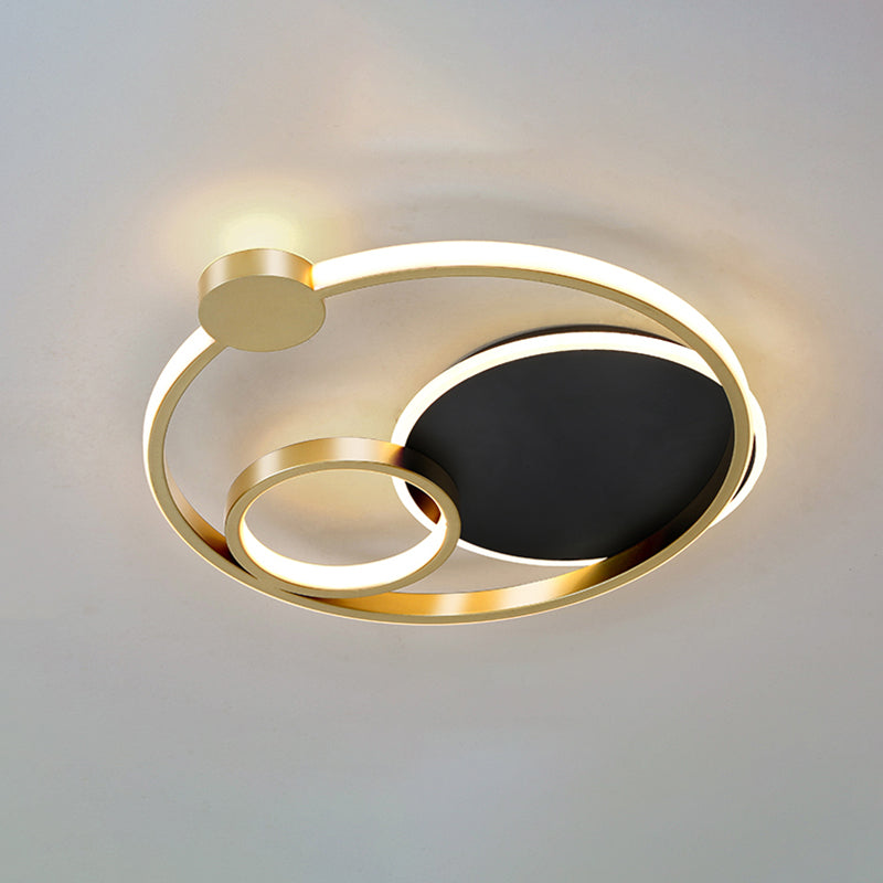 Postmodern Multi-Ring Metal LED Flush Mount Ceiling Lamp for Bedroom