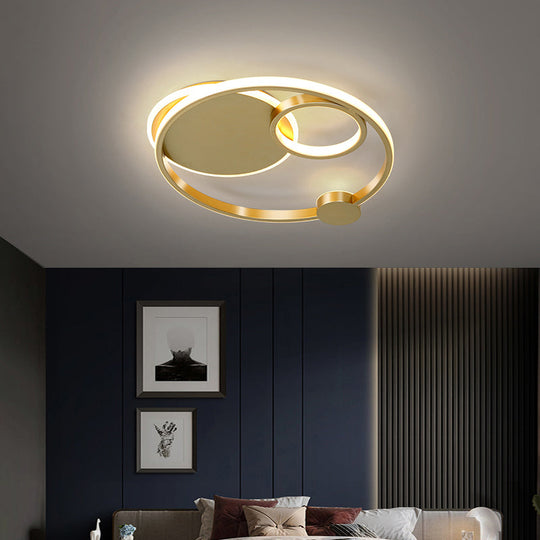 Postmodern Multi-Ring Metal LED Flush Mount Ceiling Lamp for Bedroom