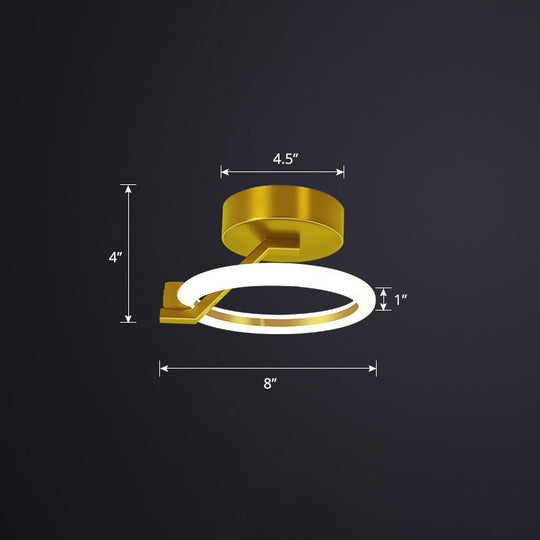 Simplicity Led Ceiling Flush Light For Corridor - Acrylic Semi Mount Design Gold / Warm