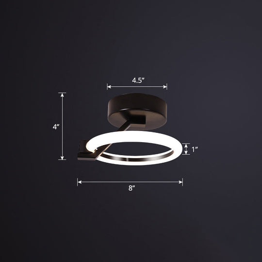 Simplicity Led Ceiling Flush Light For Corridor - Acrylic Semi Mount Design Black / Warm