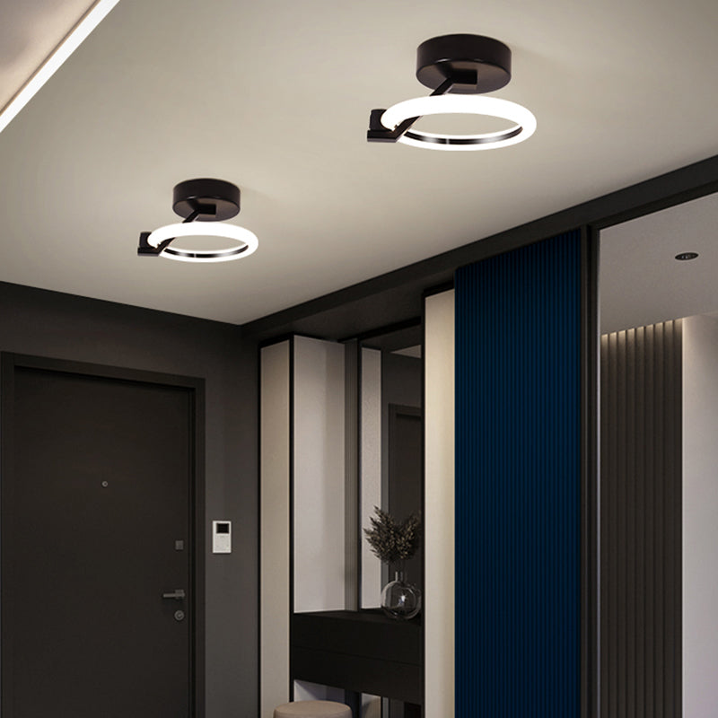 Simplicity Led Ceiling Flush Light For Corridor - Acrylic Semi Mount Design