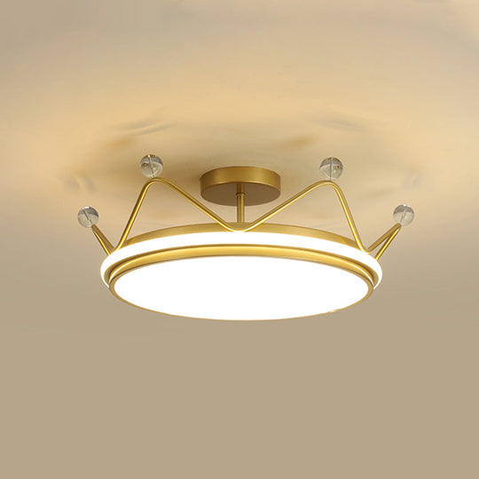 Cartoon LED Crown Ceiling Light for Kids Room - Flush Mount Fixture