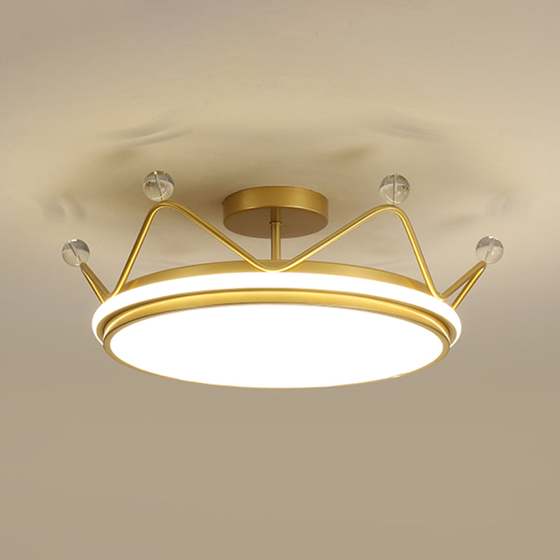 Cartoon Led Crown Ceiling Light For Kids Room - Flush Mount Fixture Gold / 23.5 Third Gear