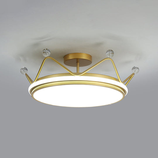 Cartoon LED Crown Ceiling Light for Kids Room - Flush Mount Fixture