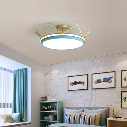 Cartoon LED Crown Ceiling Light for Kids Room - Flush Mount Fixture