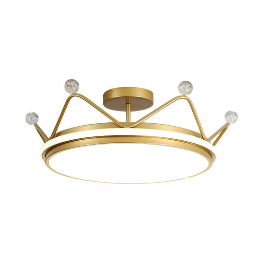 Cartoon LED Crown Ceiling Light for Kids Room - Flush Mount Fixture