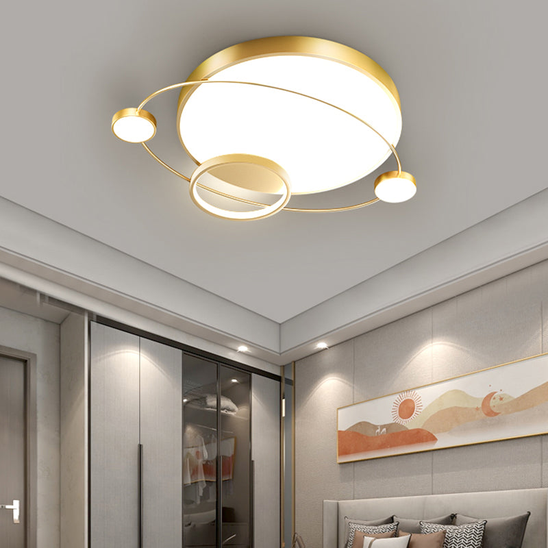 Minimalistic LED Ceiling Lamp for Bedroom with Orbit Shape and Acrylic Material