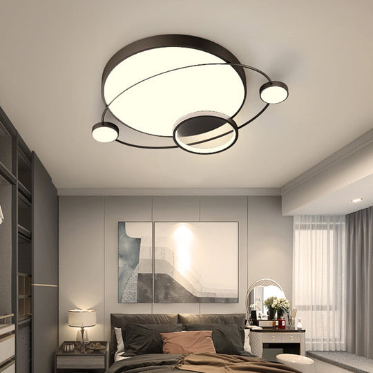 Minimalistic LED Ceiling Lamp for Bedroom with Orbit Shape and Acrylic Material