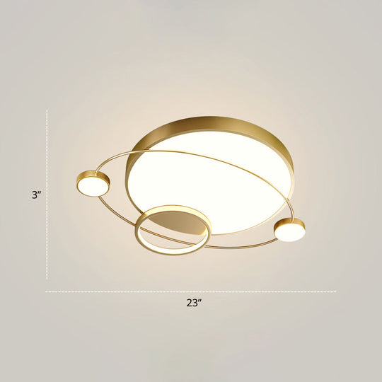 Minimalistic Led Ceiling Lamp For Bedroom With Orbit Shape And Acrylic Material Gold / 23 Third Gear