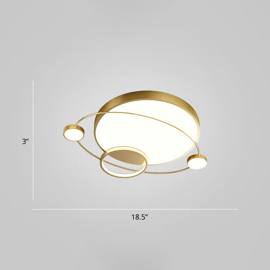 Minimalistic LED Ceiling Lamp for Bedroom with Orbit Shape and Acrylic Material