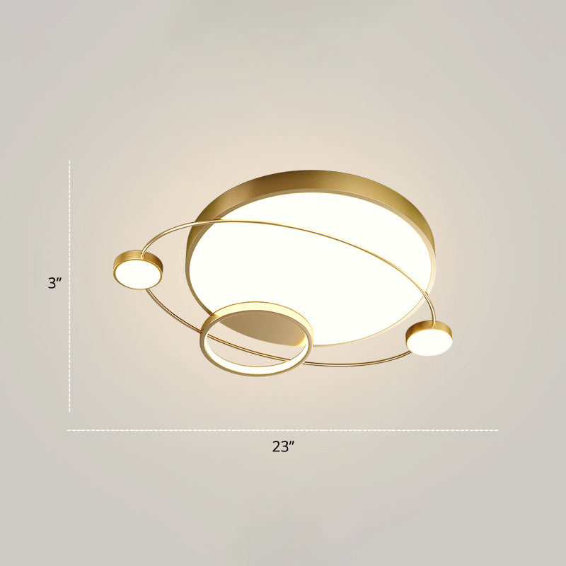 Minimalistic LED Ceiling Lamp for Bedroom with Orbit Shape and Acrylic Material