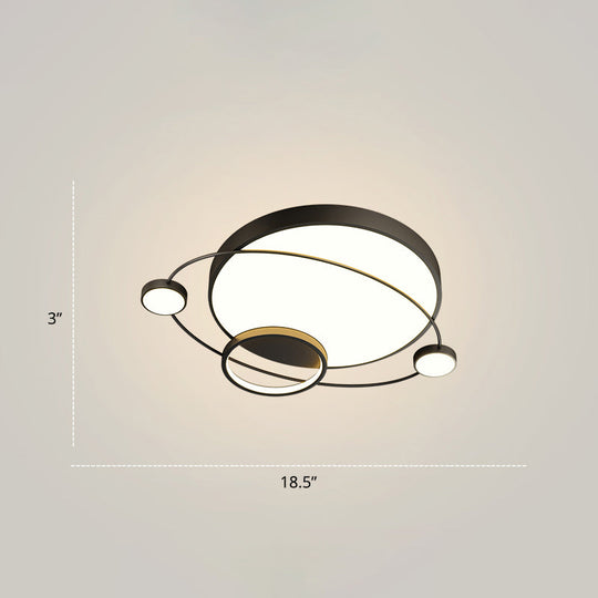 Minimalistic Led Ceiling Lamp For Bedroom With Orbit Shape And Acrylic Material Black / 18.5 Third