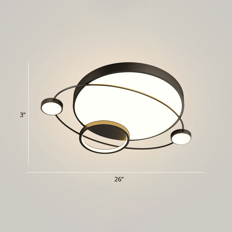 Minimalistic Led Ceiling Lamp For Bedroom With Orbit Shape And Acrylic Material Black / 26 Third