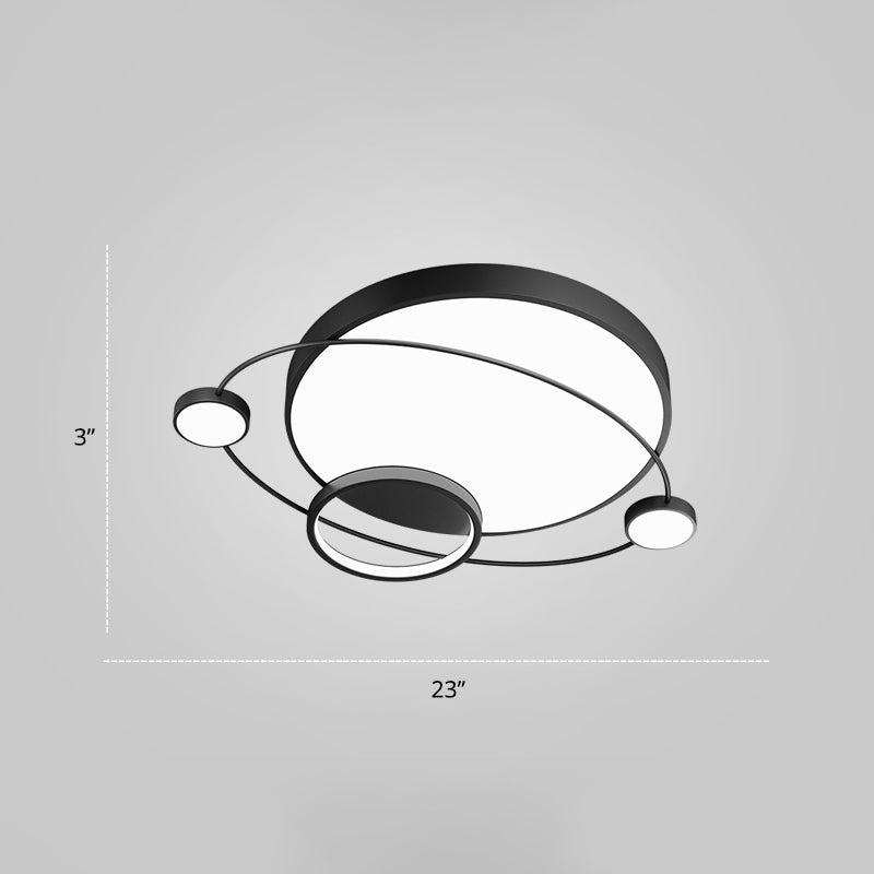 Minimalistic Led Ceiling Lamp For Bedroom With Orbit Shape And Acrylic Material Black / 23 White