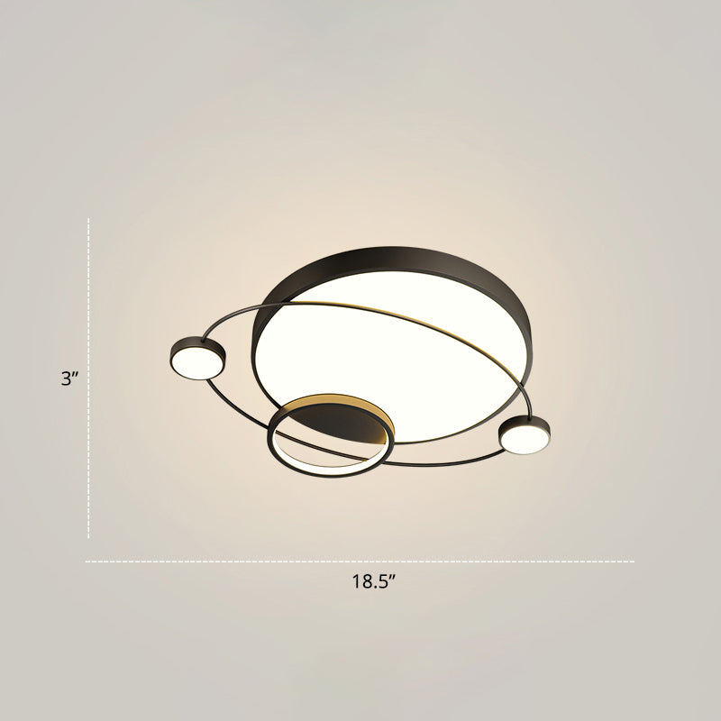 Minimalistic Led Ceiling Lamp For Bedroom With Orbit Shape And Acrylic Material Black / 18.5 Remote