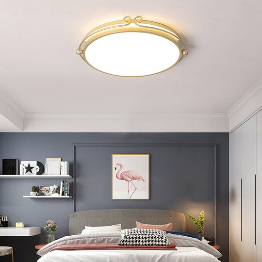 Gold Cartoon LED Flush Mount Ceiling Light Fixture for Bedroom - Acrylic Material