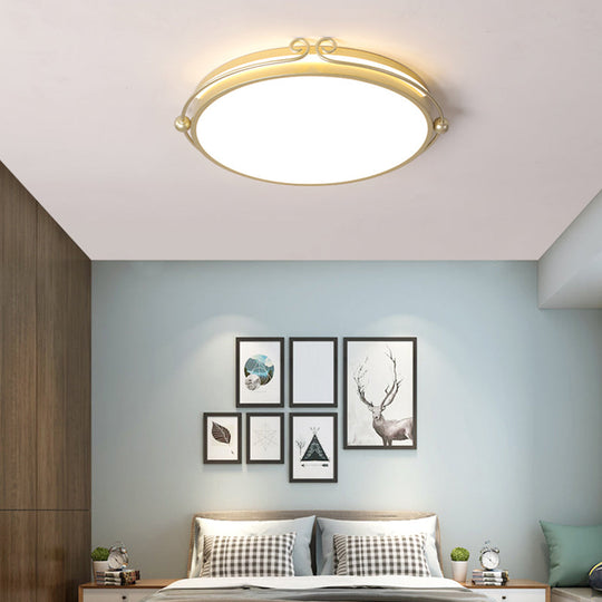 Gold Cartoon LED Flush Mount Ceiling Light Fixture for Bedroom - Acrylic Material