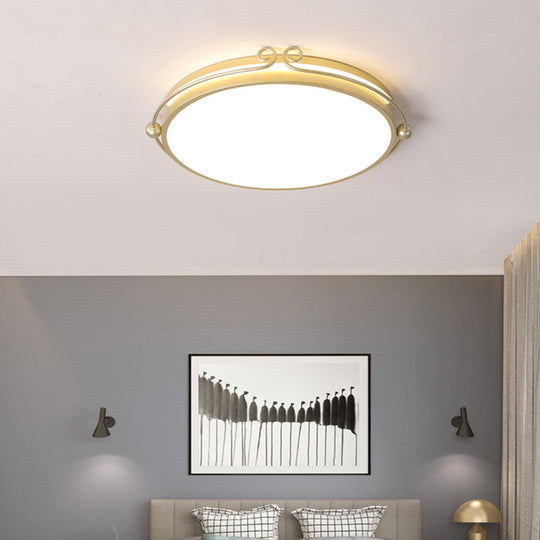 Gold Cartoon LED Flush Mount Ceiling Light Fixture for Bedroom - Acrylic Material