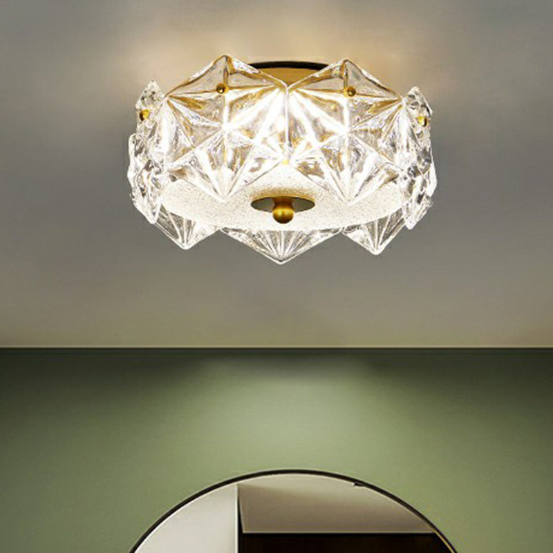 Modern Clear Crystal LED Hexagon Ceiling Light for Living Room