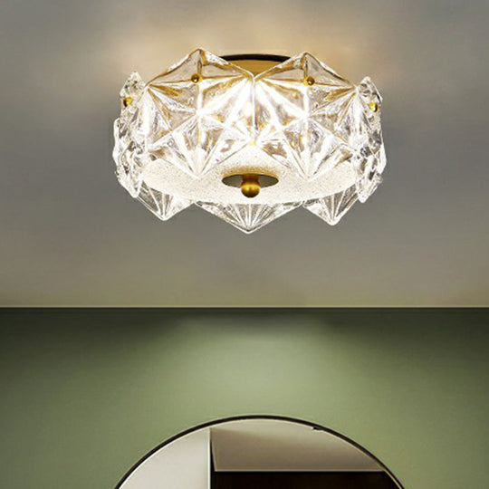 Modern Clear Crystal Led Hexagon Ceiling Light For Living Room