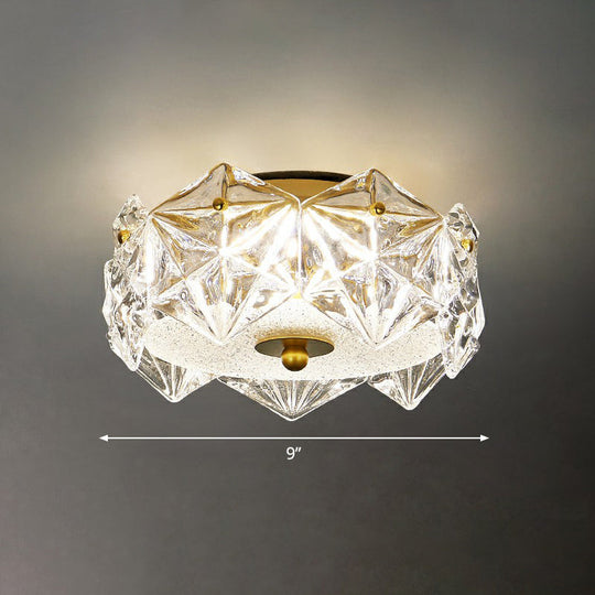 Modern Clear Crystal LED Hexagon Ceiling Light for Living Room