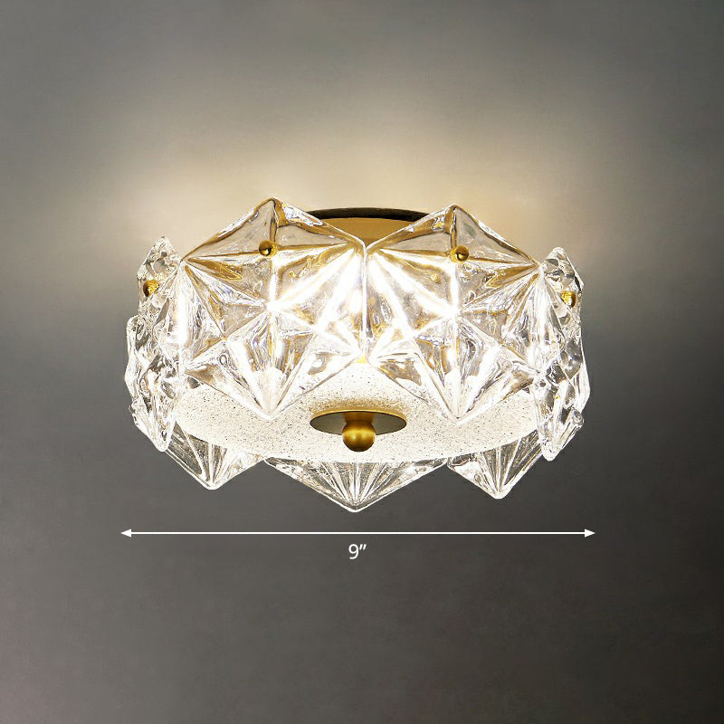 Modern Clear Crystal Led Hexagon Ceiling Light For Living Room