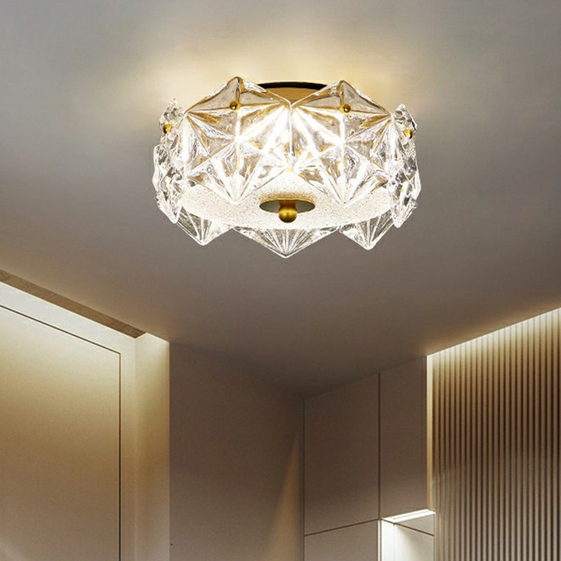 Modern Clear Crystal LED Hexagon Ceiling Light for Living Room