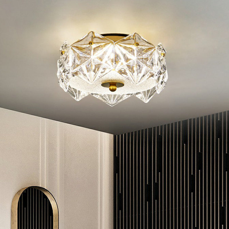 Modern Clear Crystal LED Hexagon Ceiling Light for Living Room