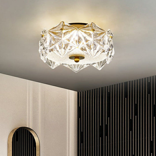 Modern Clear Crystal Led Hexagon Ceiling Light For Living Room