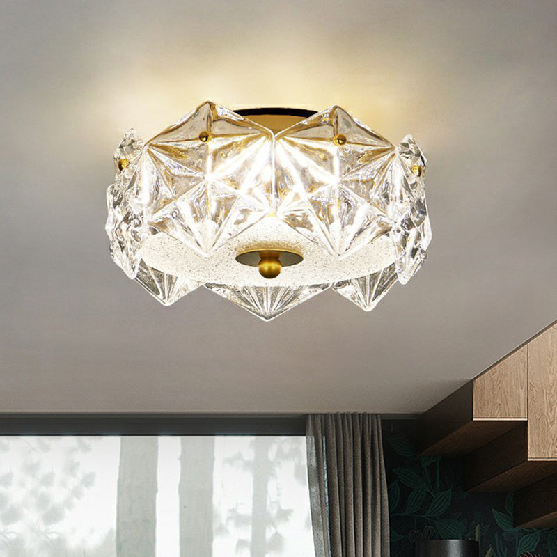 Modern Clear Crystal LED Hexagon Ceiling Light for Living Room