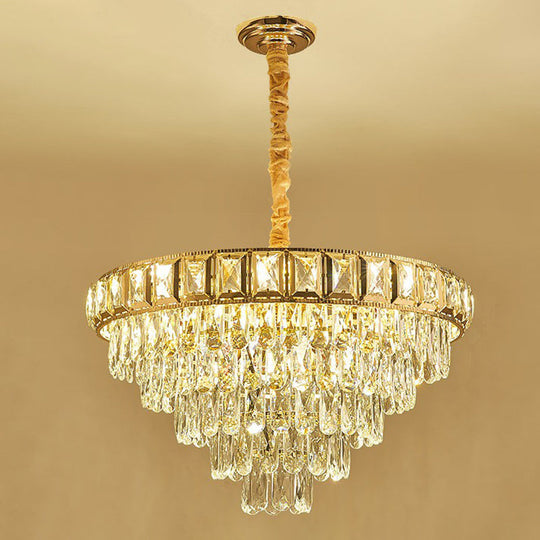 Modern Cone-Shaped Crystal Chandelier For Living Room Clear Minimalistic Design 12 /