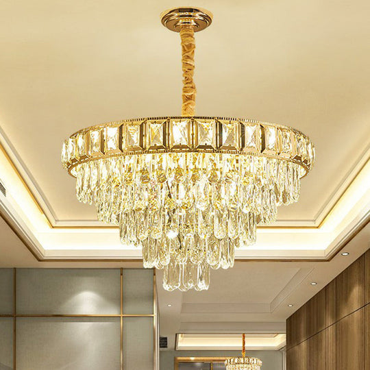 Modern Cone-Shaped Crystal Chandelier For Living Room Clear Minimalistic Design