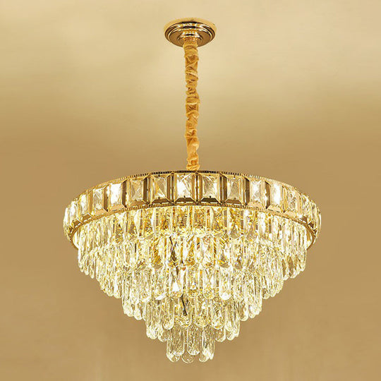 Modern Cone-Shaped Crystal Chandelier For Living Room Clear Minimalistic Design 9 /