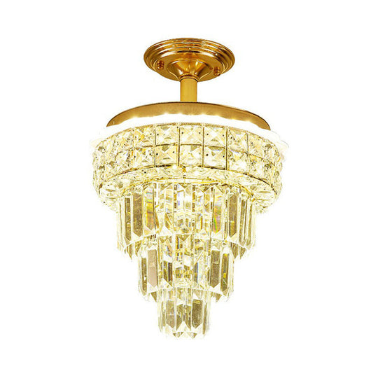 Optical Crystal Foyer Chandelier: Minimalist Brass Pendant