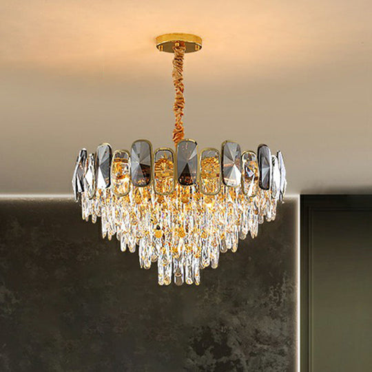 Postmodern Clear Crystal Cone Chandelier - Beveled Cut Suspension Light For Living Room 3 /