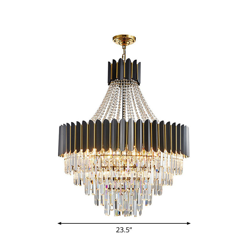 Modern Prismatic Crystal 11-Light Black Chandelier For Dining Room Ceiling