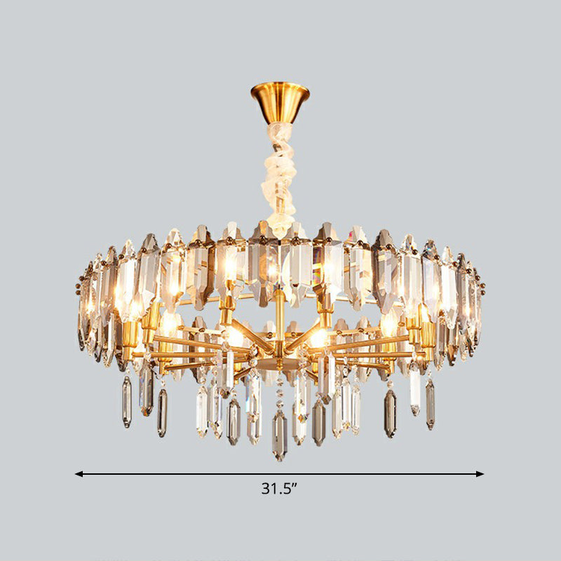 Postmodern Crystal Chandelier for Living Room with Clear Loop Shade