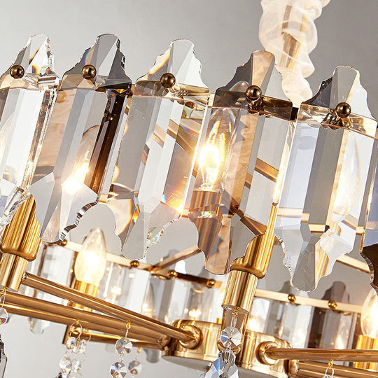 Postmodern Crystal Chandelier for Living Room with Clear Loop Shade