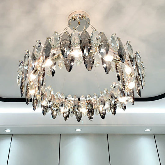 Minimalist Oval Crystal Clear Pendant Chandelier - Elegant Ceiling Light for Restaurants