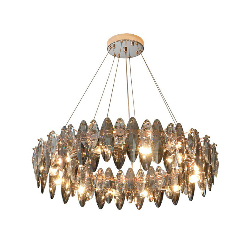 Minimalist Oval Crystal Clear Pendant Chandelier - Elegant Ceiling Light for Restaurants