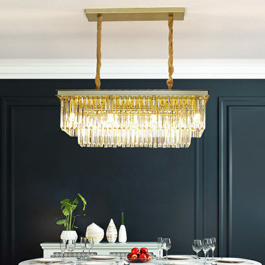 Minimalist Prismatic Crystal Restaurant Pendant Light - Rectangular Island